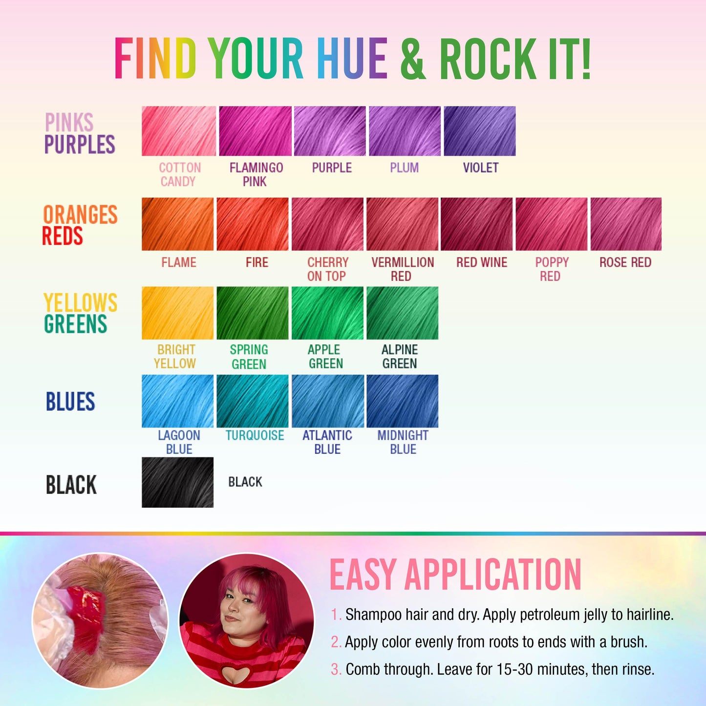 Punky Cotton Candy Semi Permanent Hair Color - Vegan & Cruelty-Free Conditioning Vibrant Pink Hair Dye, Lasts Up to 35 Washes, 3.5 fl oz