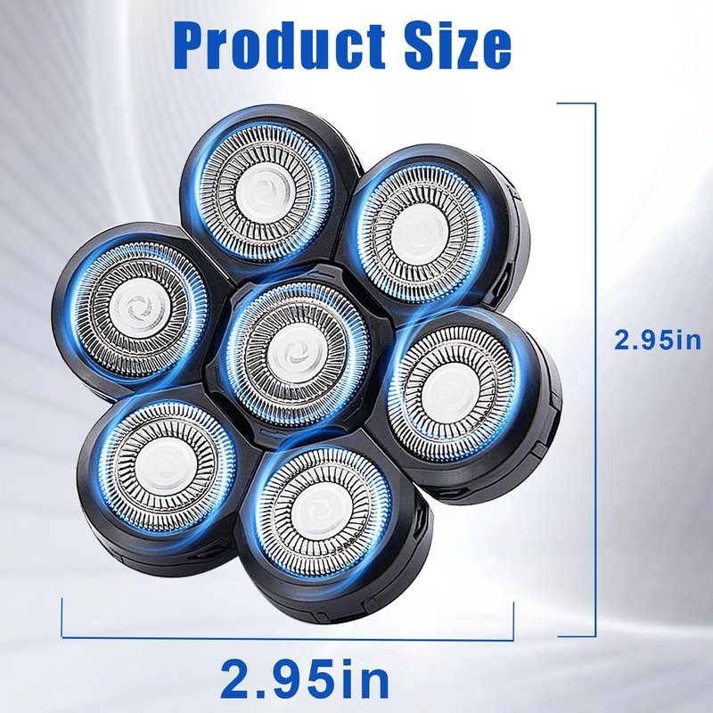 7 Head Shaver Replacement Razor Heads for Many Brands Bald Men's Electric Foil Shaver Replacement,Universal Shaver Replacement Blades for Electric Razor for Men Bald and Face (Black 7 Head/2PCS)