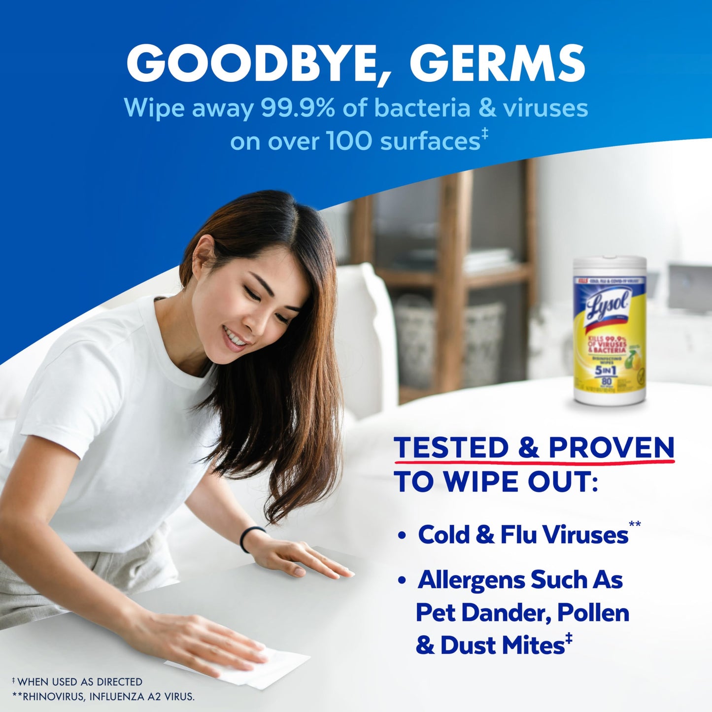 Lysol Disinfectant Wipes, Multi-Surface Antibacterial Cleaning Wipes, for Disinfecting and Cleaning, Lemon and Lime Blossom, 80 Count (Pack of 1)