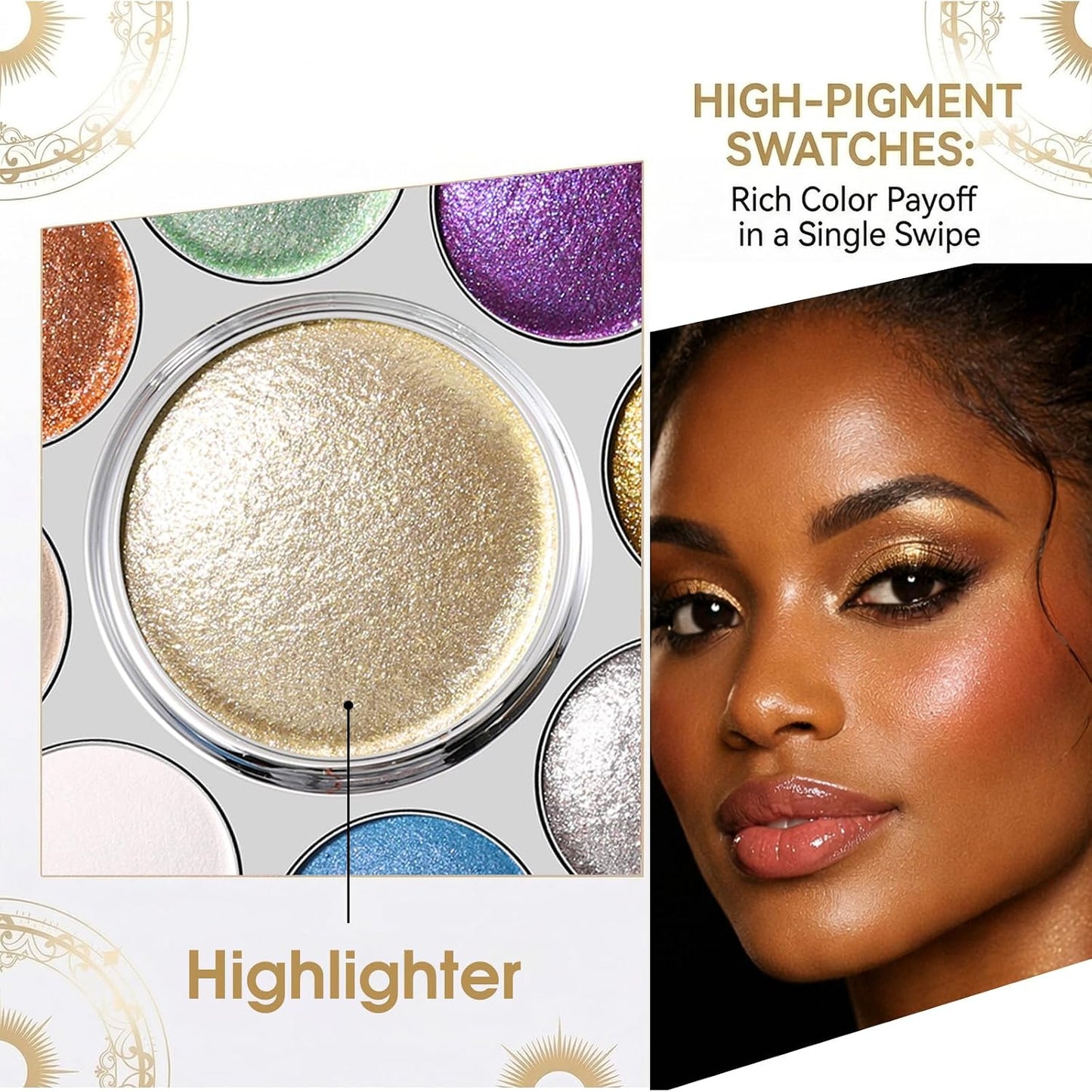 UCANBE Baked Eyeshadow & Highlighter Palette - High Pigment Matte & Shimmer | 03 Enchanted Gemstone