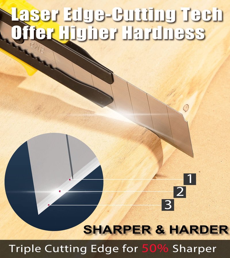 DOWELL 18mm Snap Off Blade SK5 Utility Knife Retractable Blades Box Cutter Blades (100pc)