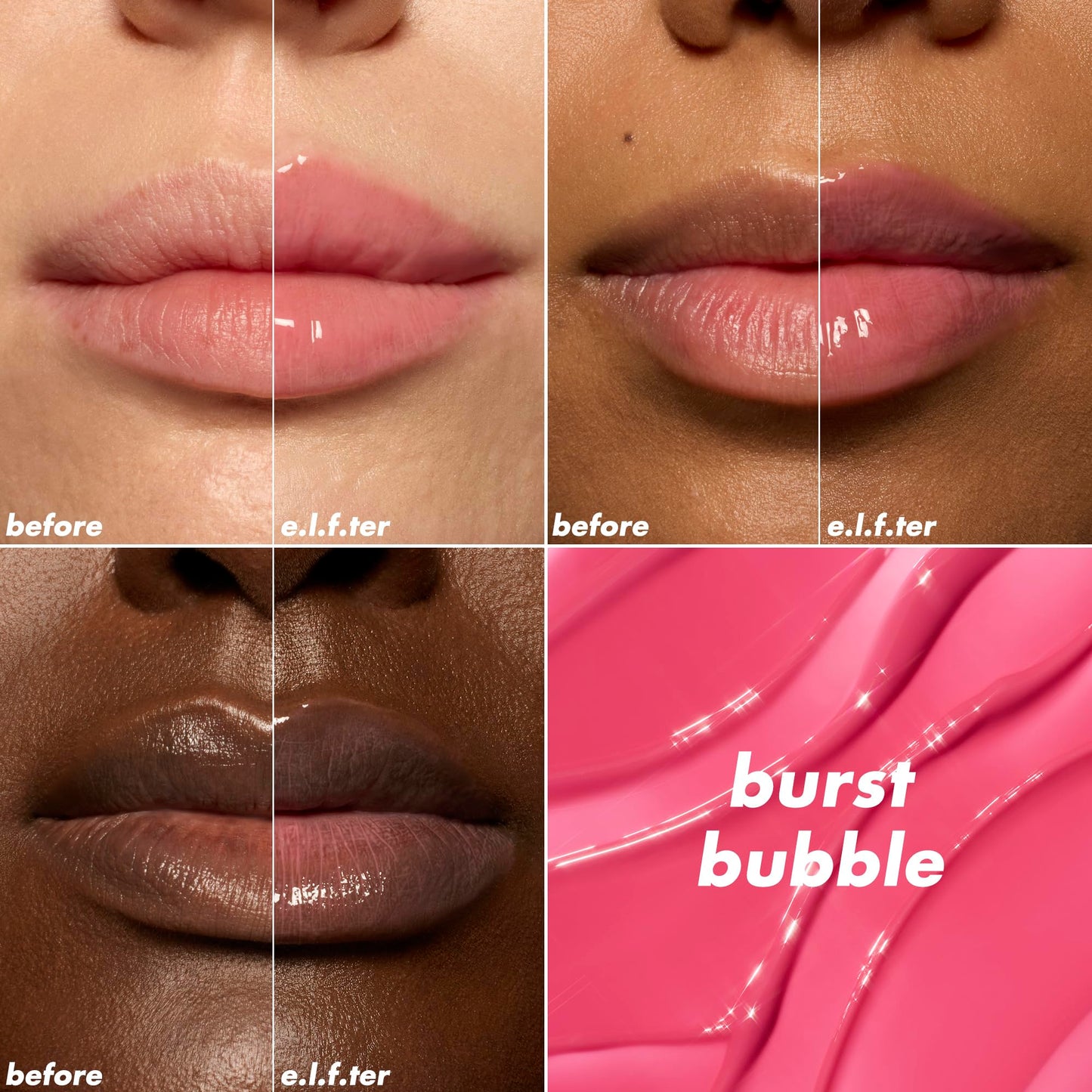 e.l.f. Glow Reviver Plumping Lip Oil, Tinted Lip Plumper For A High-Shine, Plump Finish, Infused With Jojoba Oil, Vegan & Cruelty-Free, Burst Bubble