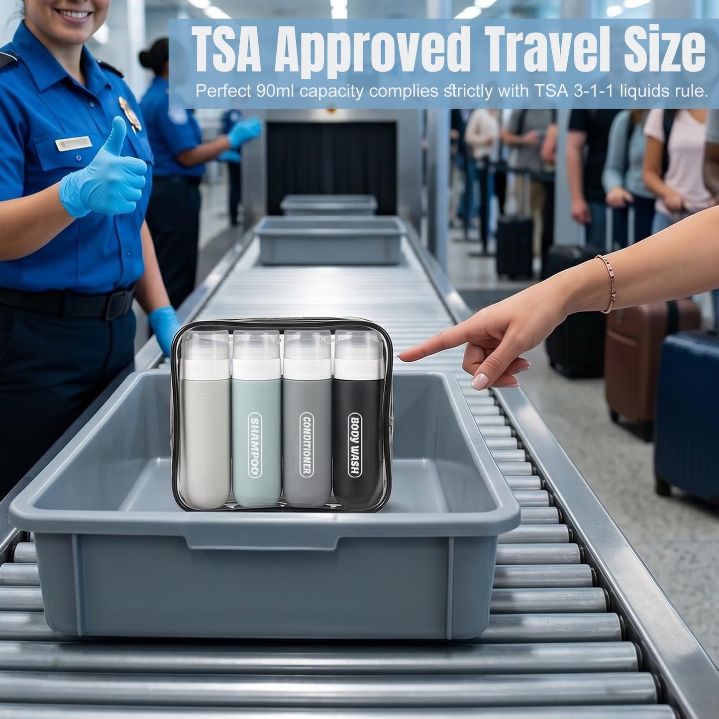 YNSHOUNA Pre-printed Silicone Travel Bottles for Toiletries 3oz