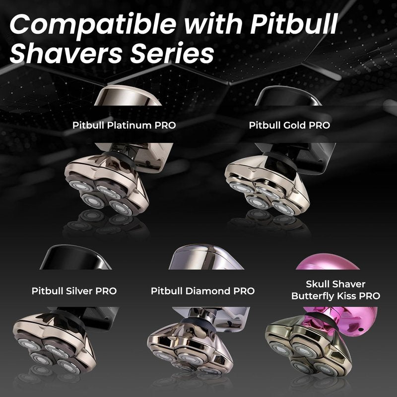 2 Pack Pro 4 Shaver Replacement Heads for Pitbull Shaver Gold PRO, Silver PRO, Platinum PRO, Floating 4 Heads for a Fast, Close and Smooth Shave