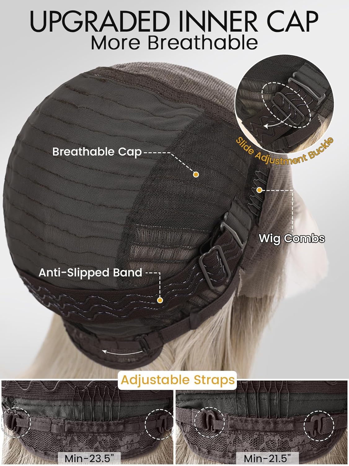 13x6 Synthetic Lace Front Wig - 18 Inch Blonde Layered Glueless Design | Pre-Plucked Hairline, Natural Density, Ombre Ash Blonde