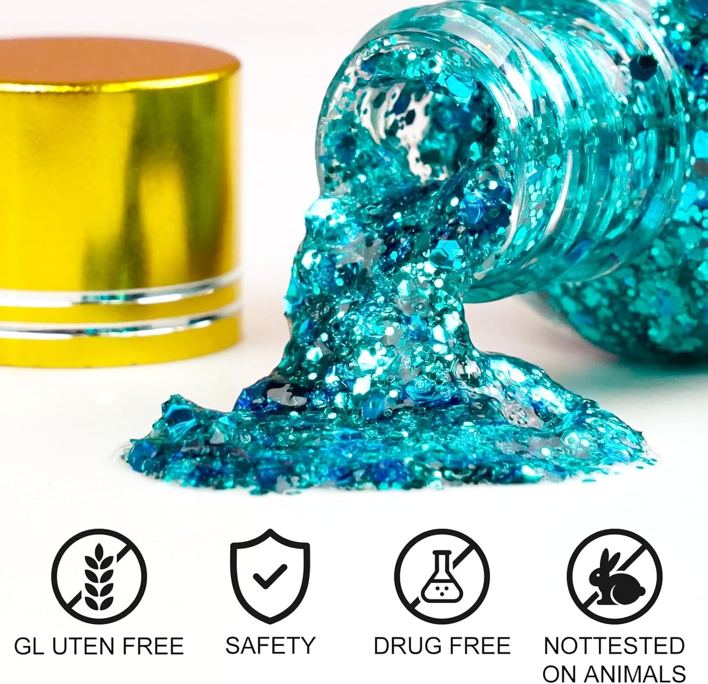 Body Glitter Gel Set - 6 Colors Shimmering Face & Hair Glitter | Festival Makeup & Rave Accessories