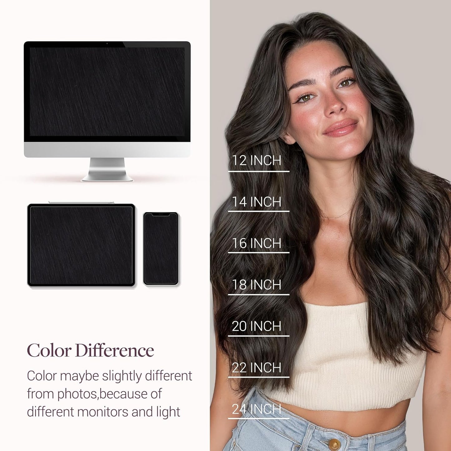 Invisi Edge Clip-In Hair Extensions Set - 16 Inch, 160g | Virgin Real Human Hair, #1B - 9 Pieces