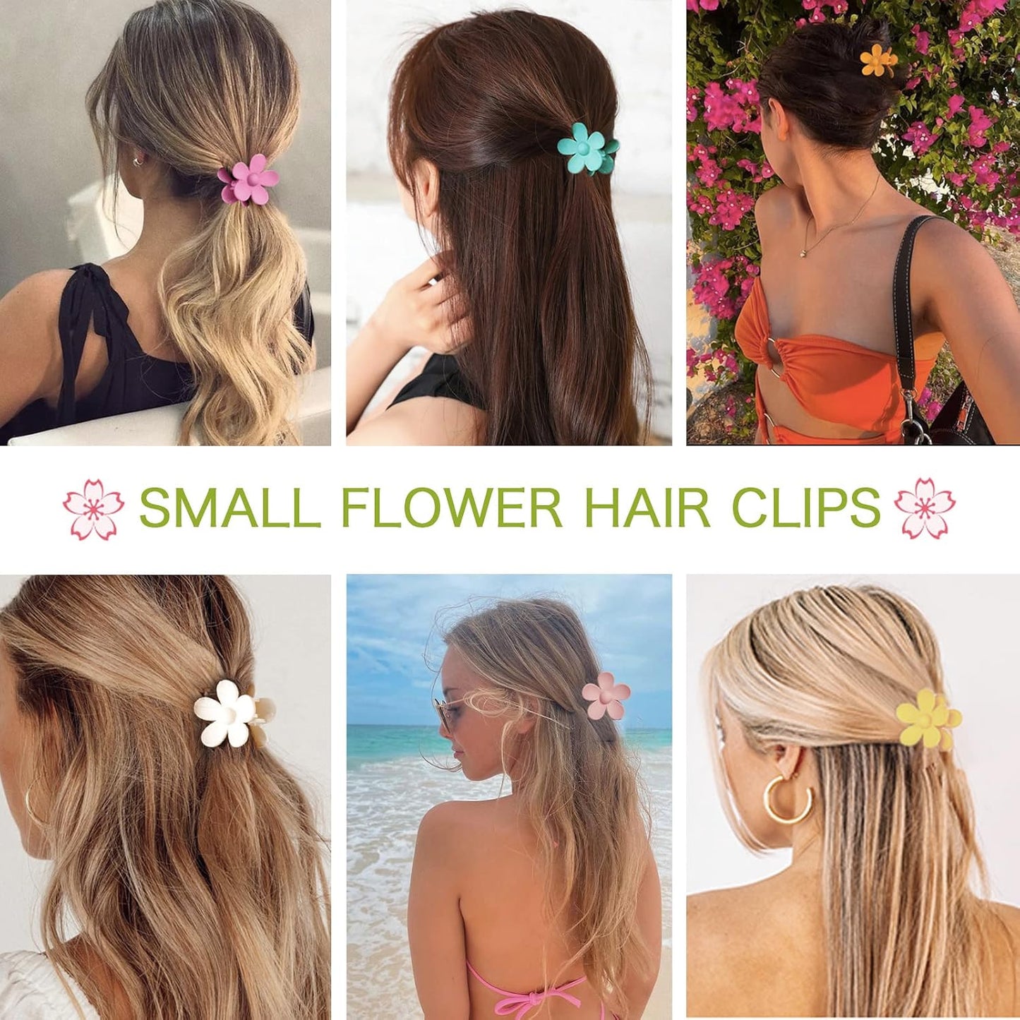 Small Flower Hair Claw Clips - 12 Pack Mini Jaw Clips for Kids & Women | Strong Hold, Non-Slip, 1.37 Inch