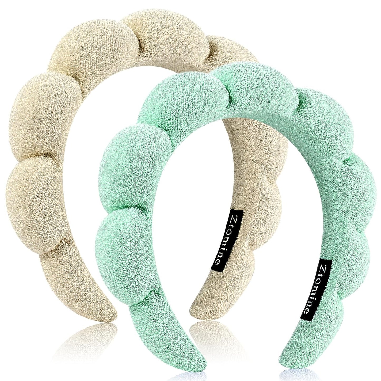 Spa Headbands for Face Washing | Soft Cotton Terry Cloth Set of 2 - Pink & Blue