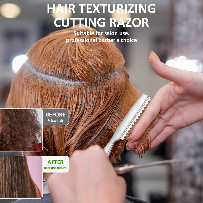 Professional Hair Thinning Razor for Cutting & Texturizing – Feather Styling Razor with 10 Replacement Blades, Barber Thinner for Women Men Kids – Salon & Home Use