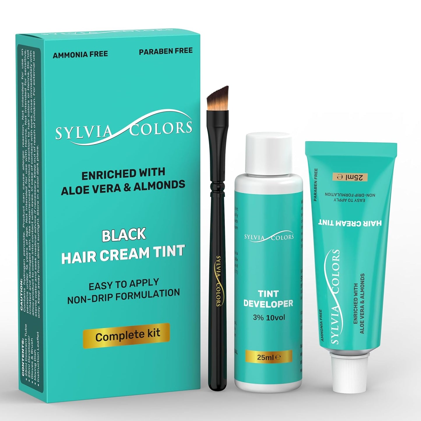 Professional Black Hair Tint Kit - Root Touch-Up Color for Grays | Waterproof Formula, 25ml, Lasts 4-6 Weeks
