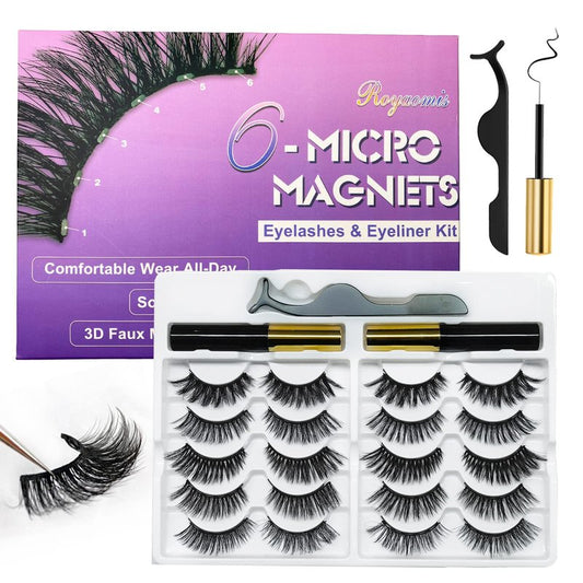 Royaomis 10 Pairs Cat-Eye Magnetic Lashes With Eyeliner, 3D Magnetic Eyelashes Natural Look With Eyeliner, Fake Eyelashes Magnetic