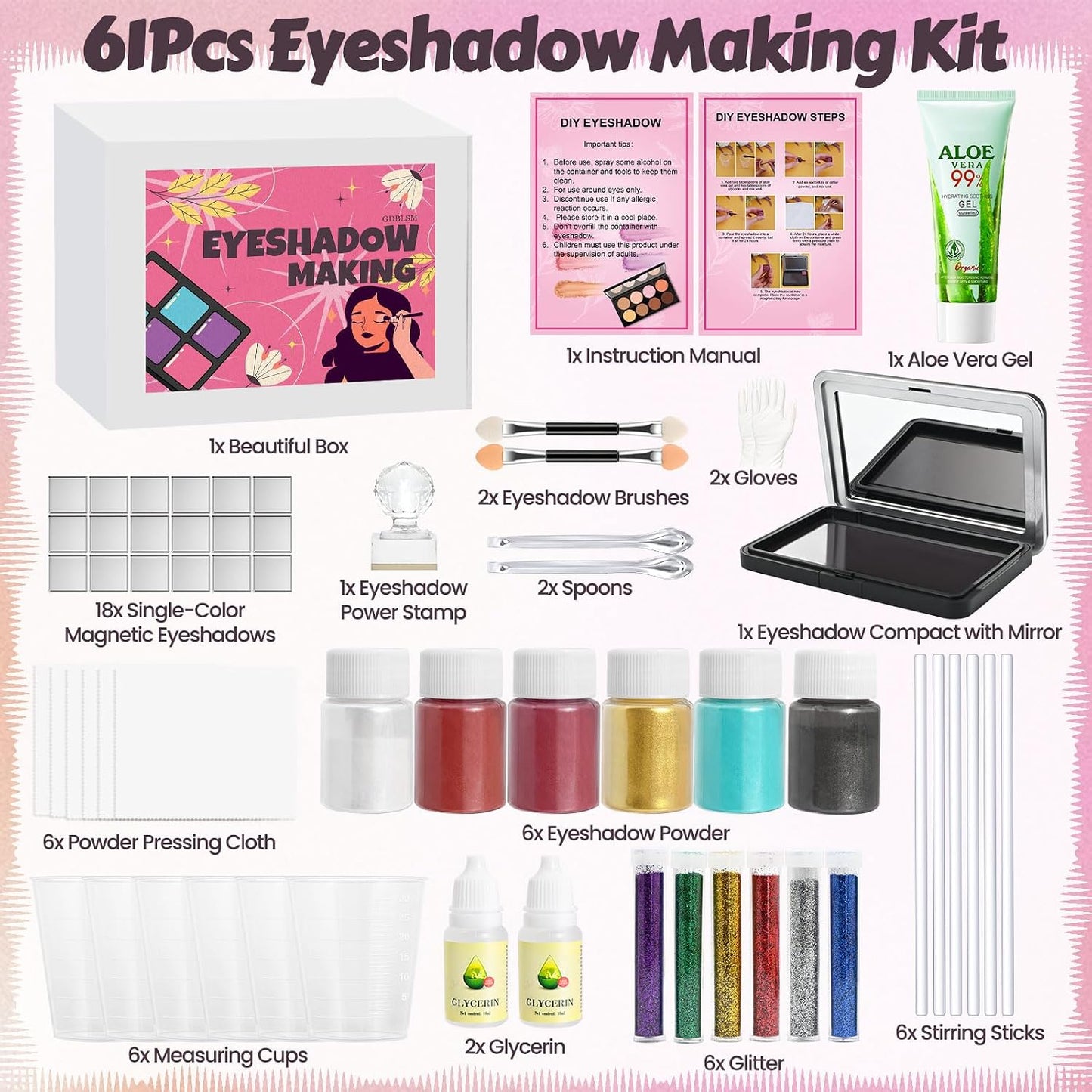 Eyeshadow Making Kit - 18 Color Professional Palette for Custom Shimmer & Matte Eye Shadows | Perfect Gift for Women