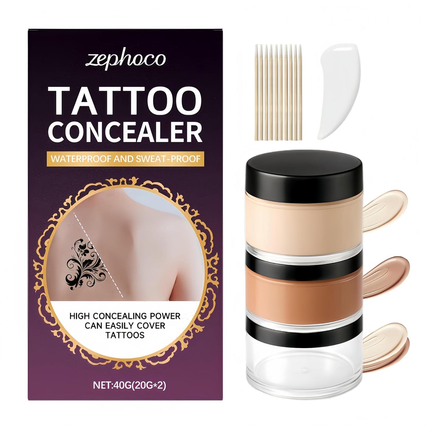 Tattoo Cover Up Cream - Waterproof & Sweatproof Body Concealer for Scars & Dark Spots | Blendable Dual Shades (Ivory & Medium Deep)