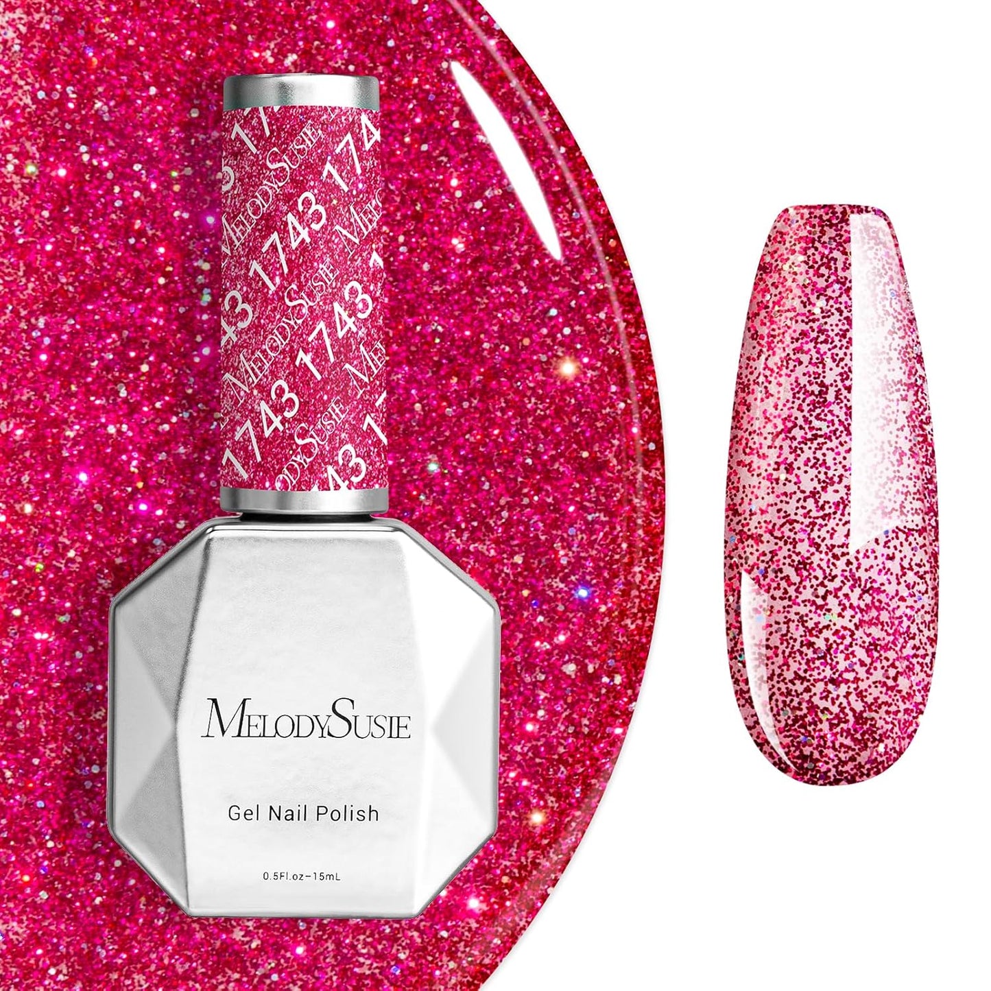 MelodySusie Neon Pink Gel Nail Polish - Bright Hot Pink Soak Off UV LED | 0.5 fl oz for DIY Nail Art & Manicure