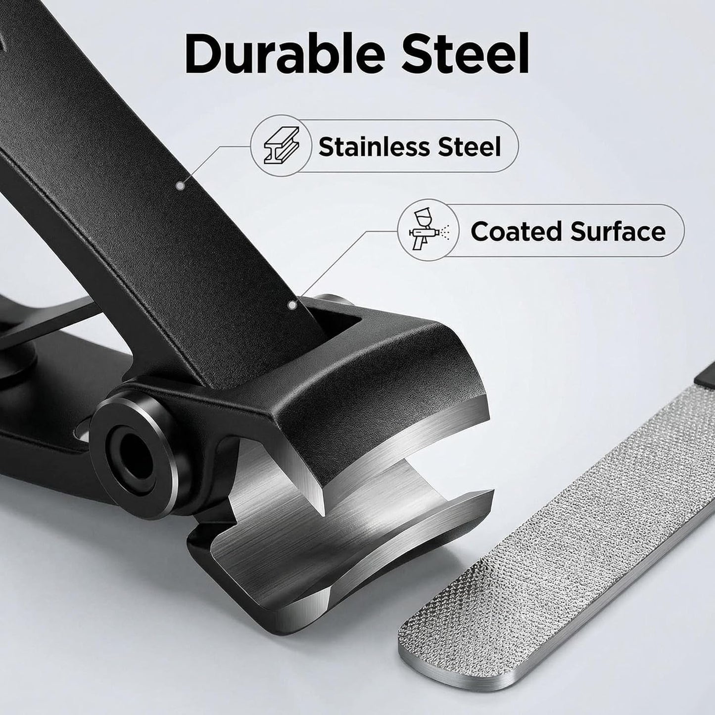 Thick Toenail Clippers for Seniors - Heavy Duty Wide Jaw Nail Cutter | Black