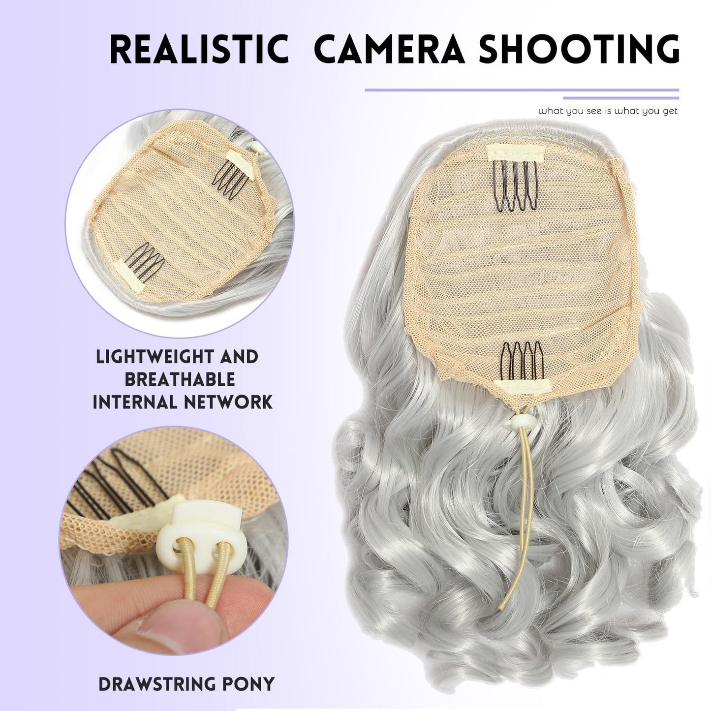 Curly Ponytail Extension - 10 Inch Drawstring Gray Synthetic Hairpiece for Women | Perfect for Daily Wear & Parties