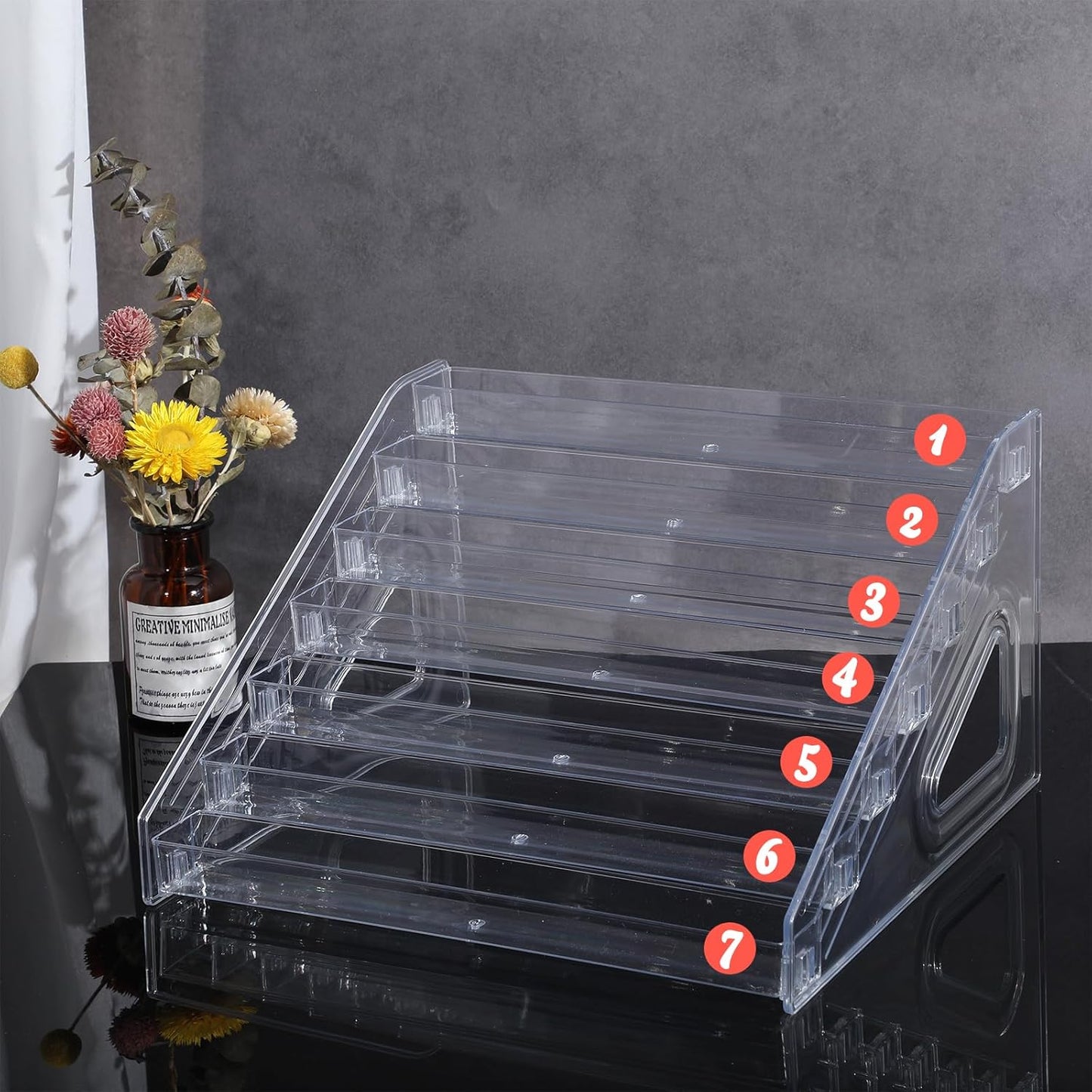Acrylic Nail Polish Organizer - 84 Bottles, 7 Layers | Sunglass & Eyeglass Display Rack, Clear (2 Pack)