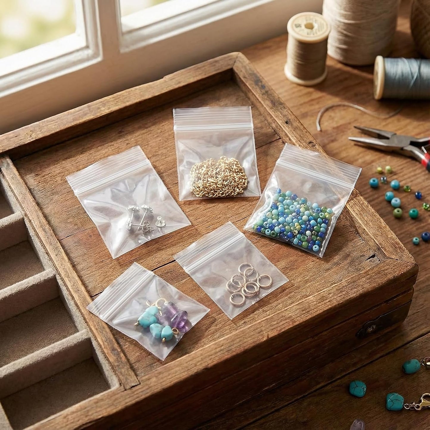 Clear Zip Lock Plastic Bags - 100 Pcs Mini 1.6" x 2.4" Pouches for Jewelry, Beads, Pills & Craft Storage | 4 Mil Thick