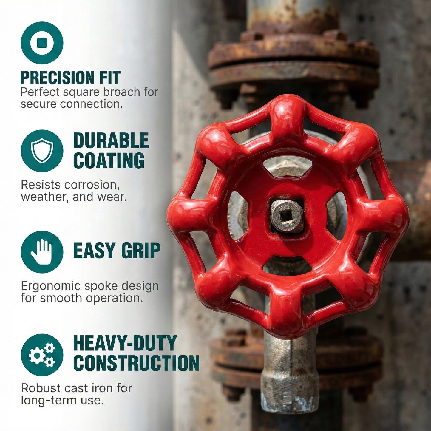 Angoily 36 Pcs Cast Iron Outdoor Faucet Handle Replacement for Spigot Hose Bib Gate Valve - Red Round Wheel Handwheel for Square Hole Water Shut Off Repair