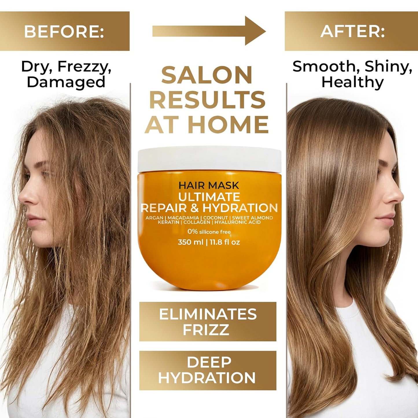 Deep Conditioning Hair Mask - Hydrating Treatment with Argan Oil, Shea Butter & Keratin | For Damaged & Color-Treated Hair