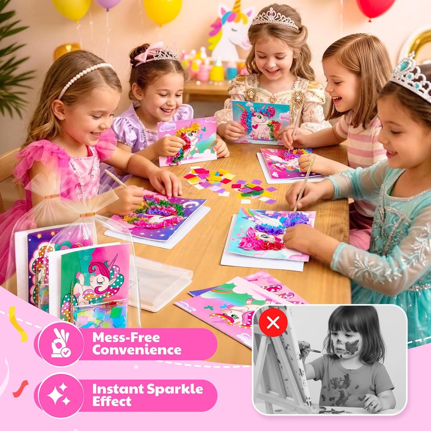 JoyCat Unicorn Party Favors - 24 Pack DIY Poke Art Craft Kits for Kids Ages 4-9 | Birthday Goodie Bags & Classroom Prizes
