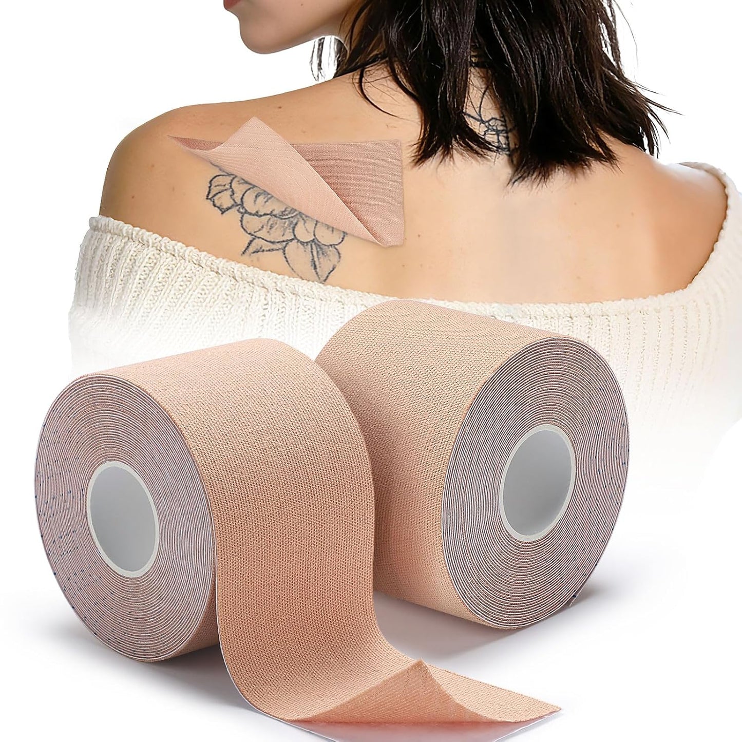 Tattoo Cover Tape - 2 Rolls Waterproof Concealer for Scars & Birthmarks | 2'' x 16.4Ft, Light Tan