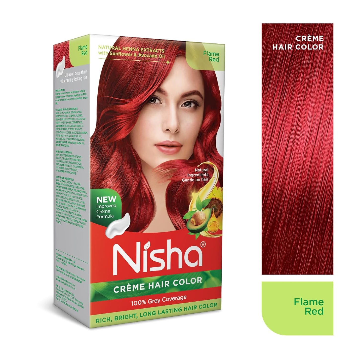 Nisha Creme Hair Color - Permanent Flame Red Hair Dye | 5.07 Fl Oz, Single Pack