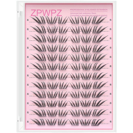 Manga Lash Clusters Kit - Spiky Eyelash Extensions with Bond & Seal | 72 Pcs Wet Look Lashes
