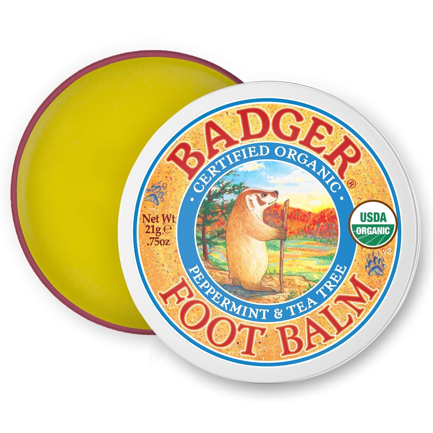 Badger Foot Balm - Organic Foot Cream for Dry Cracked Heels & Feet | Fast-Acting All-Natural Treatment, 0.75 oz