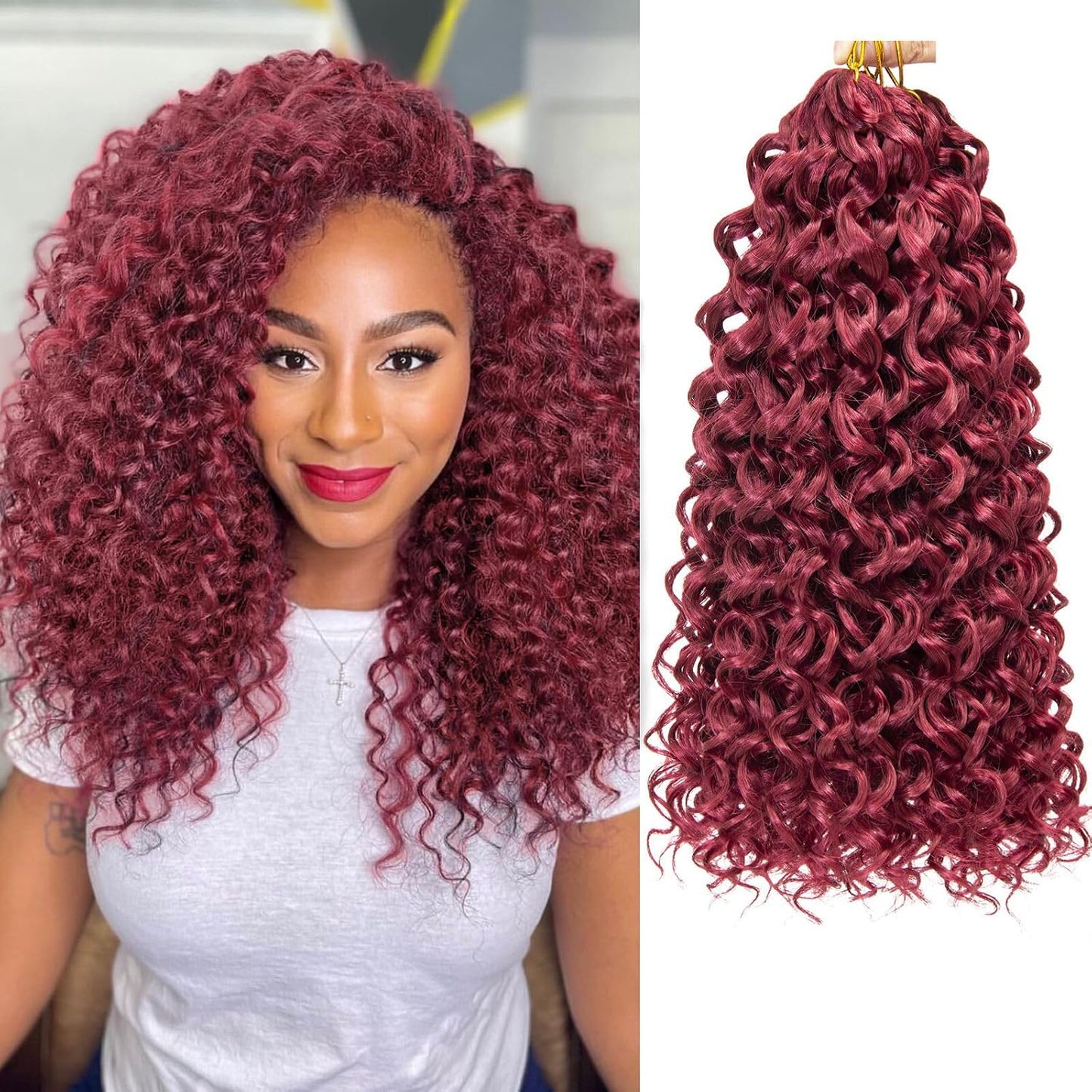 Water Wave Crochet Hair Extensions - Blonde Synthetic Bohemian Braids | 14 Inch Deep Wave (27#)