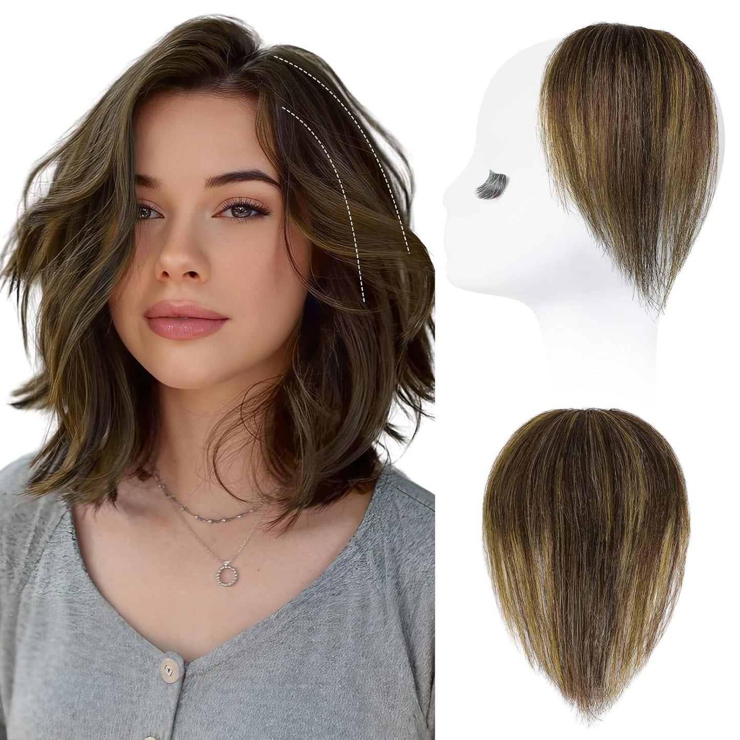 REECHO Clip-In Hair Volumizer | Short Thick Extensions for Fine Hair - Silver Grey, 8 Inch