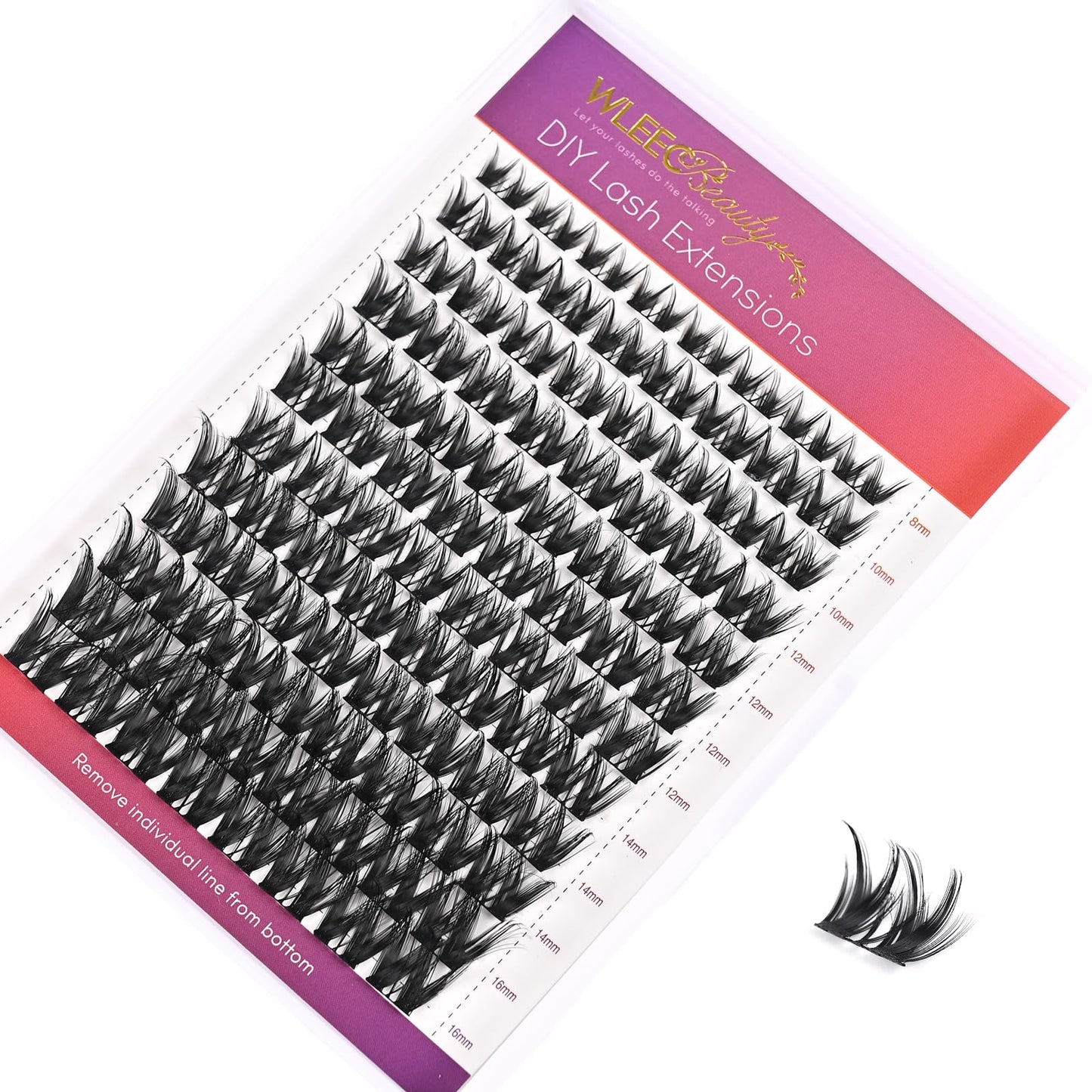 Wleec Beauty Wide Eye Lash Clusters Eyelash, 96PCS DIY Lash Extensions, Individual Lashes Cluster D Curl Eyelash Extensions Wide Band (LC08, Mix 8-16mm)