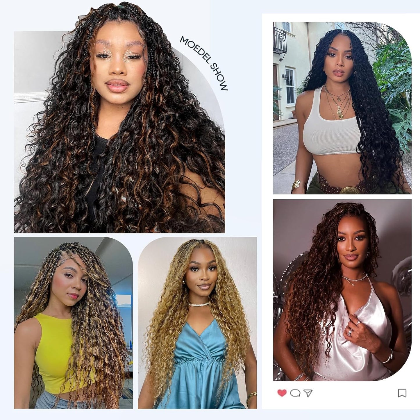 Human Braiding Hair - Ombre Deep Water Wave | 150g 16 Inch Curly Braiding Bundles, 1B/30 Highlights