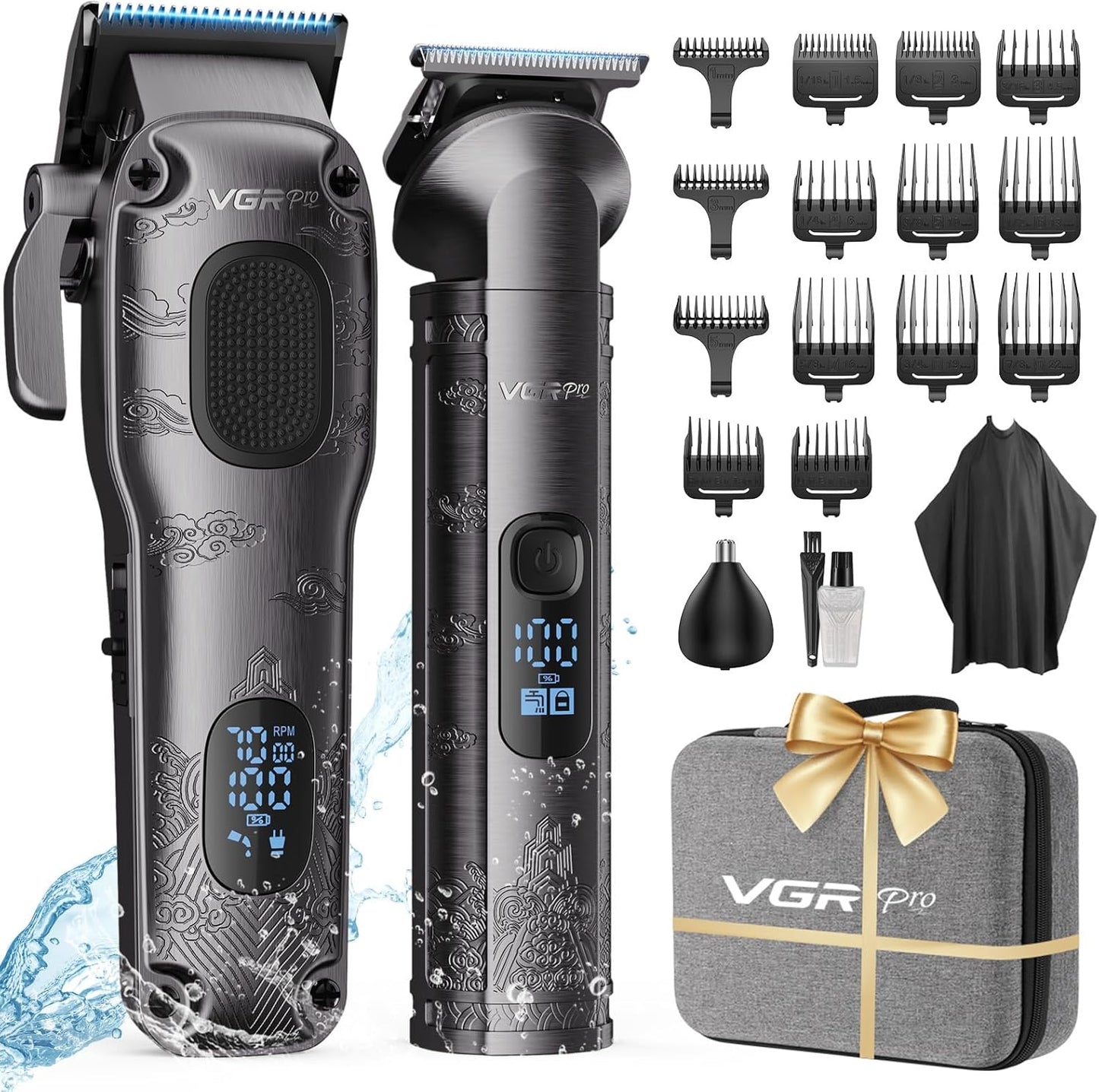 Professional Hair Clippers for Men - Cordless Hair Cutting Set | Electric Trimmer with Package Box