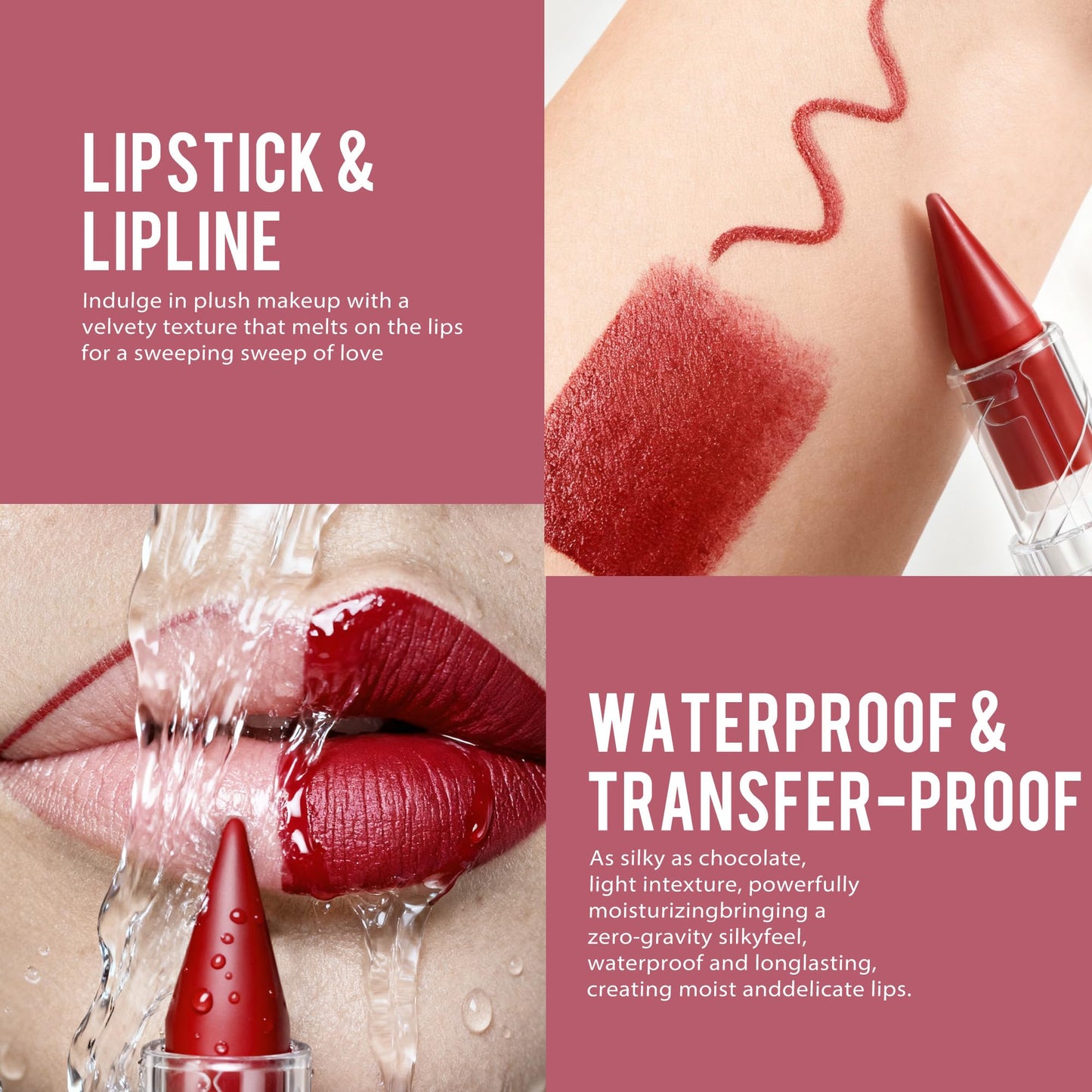 Depuplum Orange Red Lipstick Gradient Matte Lipsticks Lip Liner Combo for Women Waterproof Long Lasting Lip Stick Lip Liner and Lipstick Combo for Mother's Day, E5