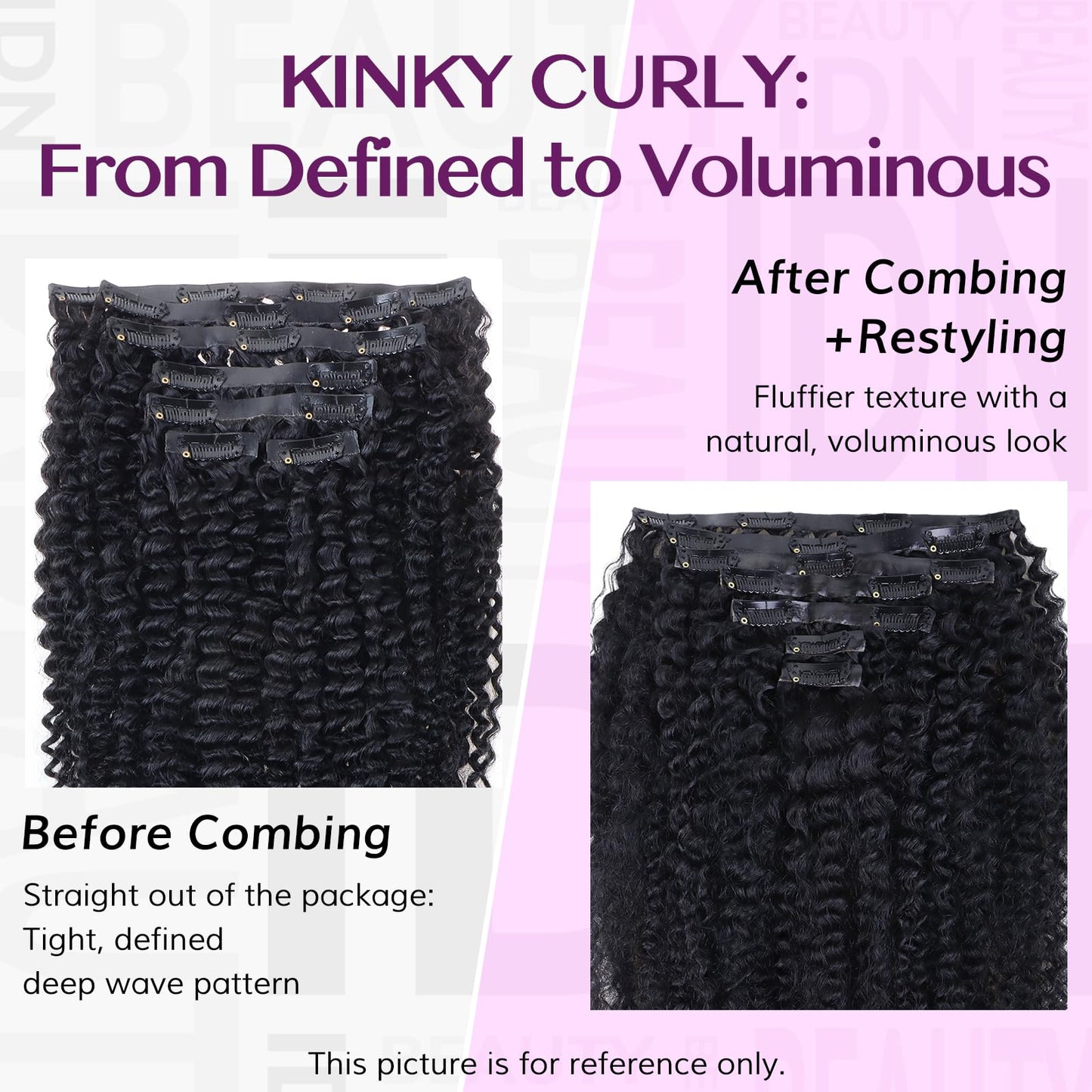 IDN BEAUTY Seamless Clip In Hair Extensions Human Hair, 3c 4a 4c Afro Kinky Curly 14 Inch 110g 7pcs Natural Black Seamless Curly Clip Ins Remy Hair Seamless Clip Ins For Black Women PU Invisible Edge