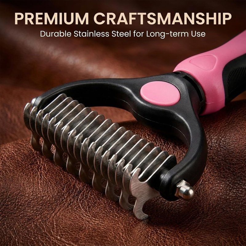 Pet Pro Grooming Tool - Professional Deshedding & Dematting Brush for Dogs & Cats | Stainless Steel Undercoat Rake (Blue, Small & Large)
