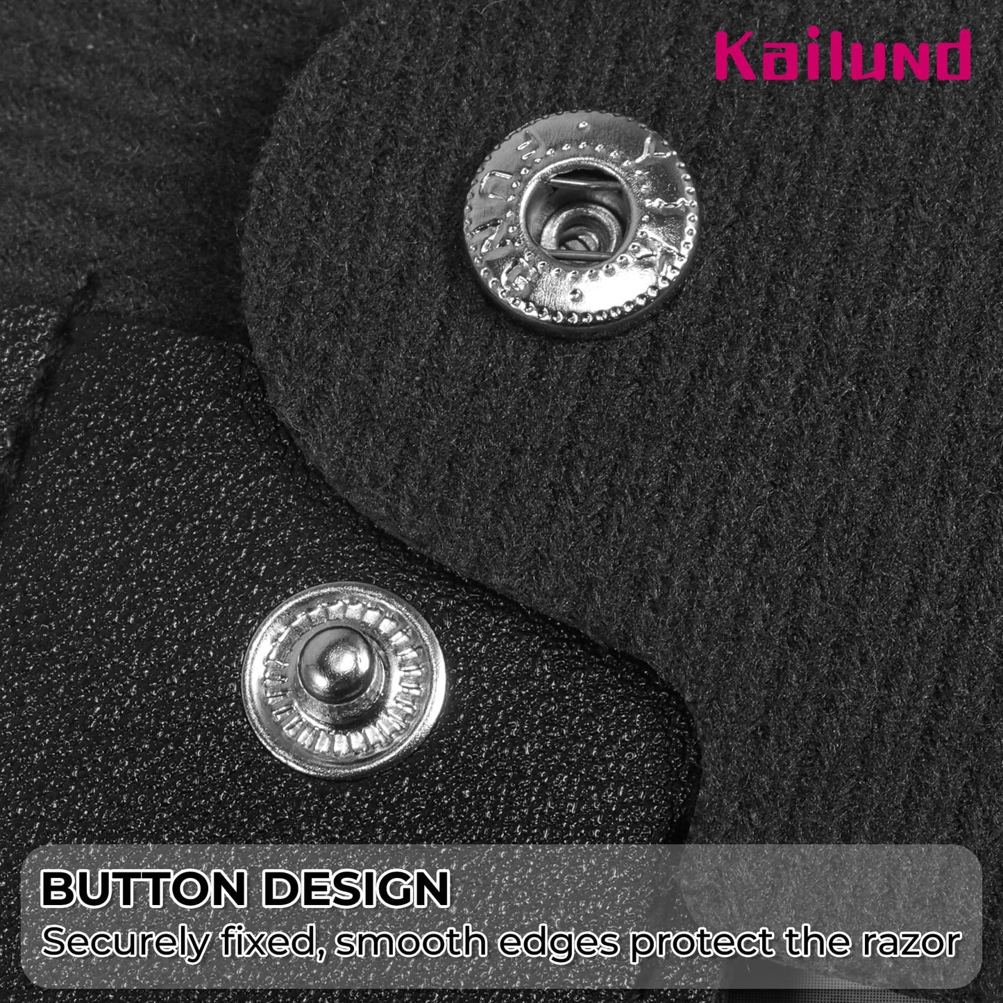 Kailund Razor Travel Case, PU Leather Safety Razor Case for Men, 5.5" Travel Razor Cover with Tight Button Closure, Compatible with Most Manual Razor - Black