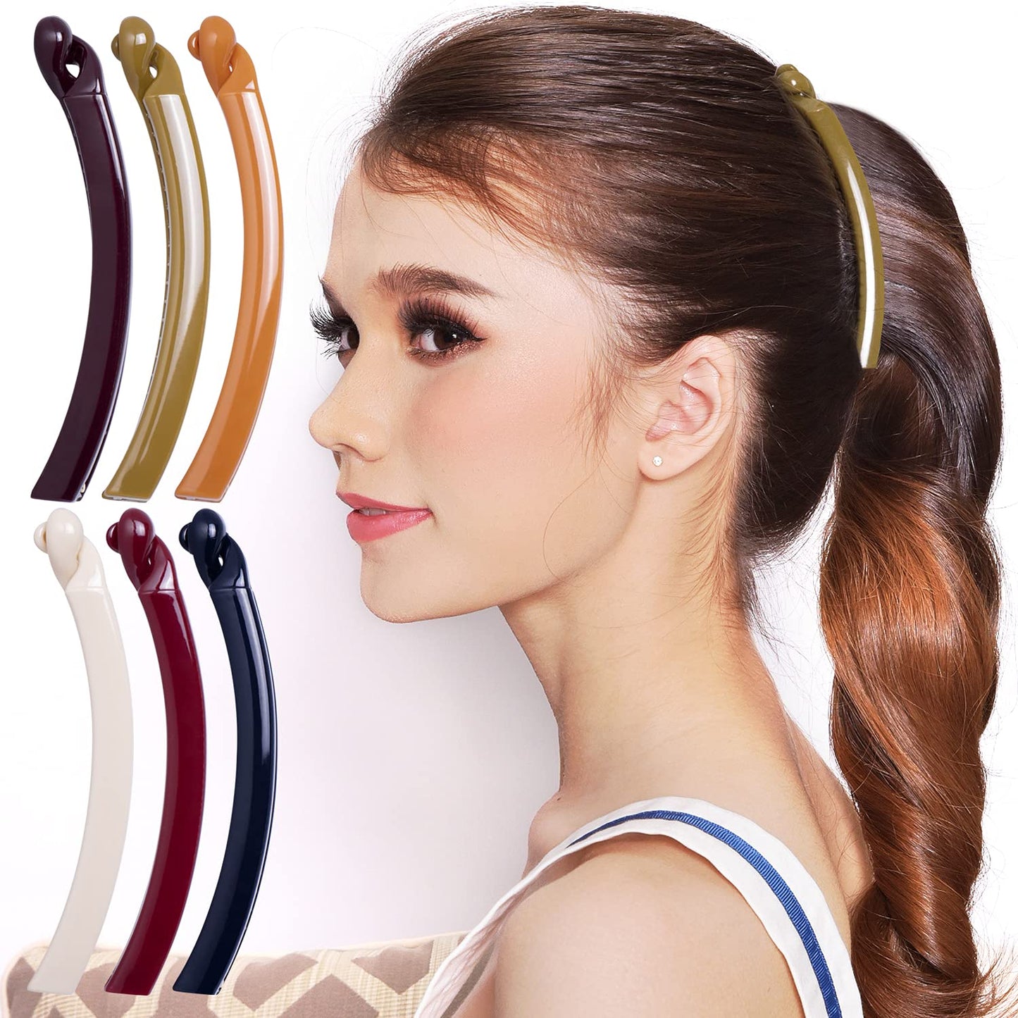 Banana Hair Clip Set - 6 Pcs No-Slip Claw Clips for Thin Hair | Secure Grip, Cherry Blossom Design