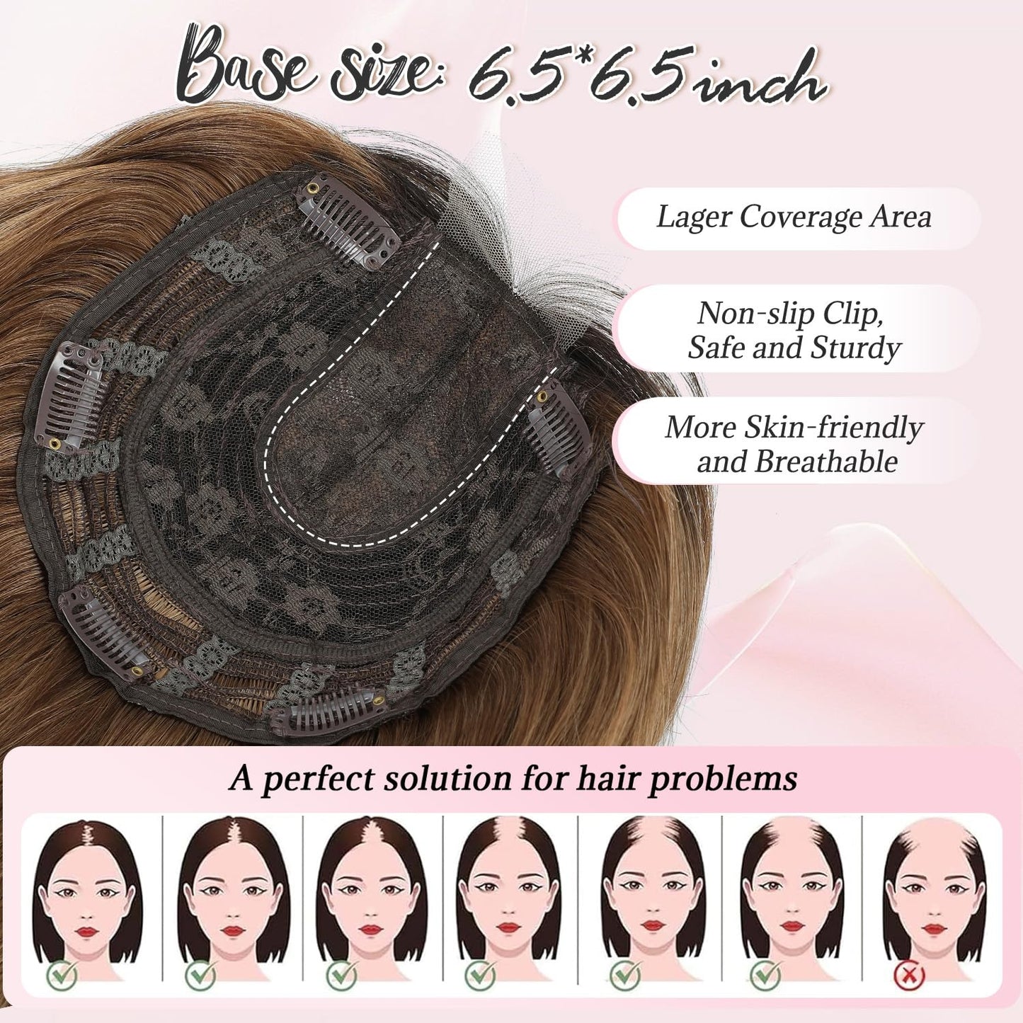 10 Inch Short Wavy Hair Topper for Women | Synthetic Lightweight Hairpiece - 6.5"x6.5" Base, Natural Volume Booster