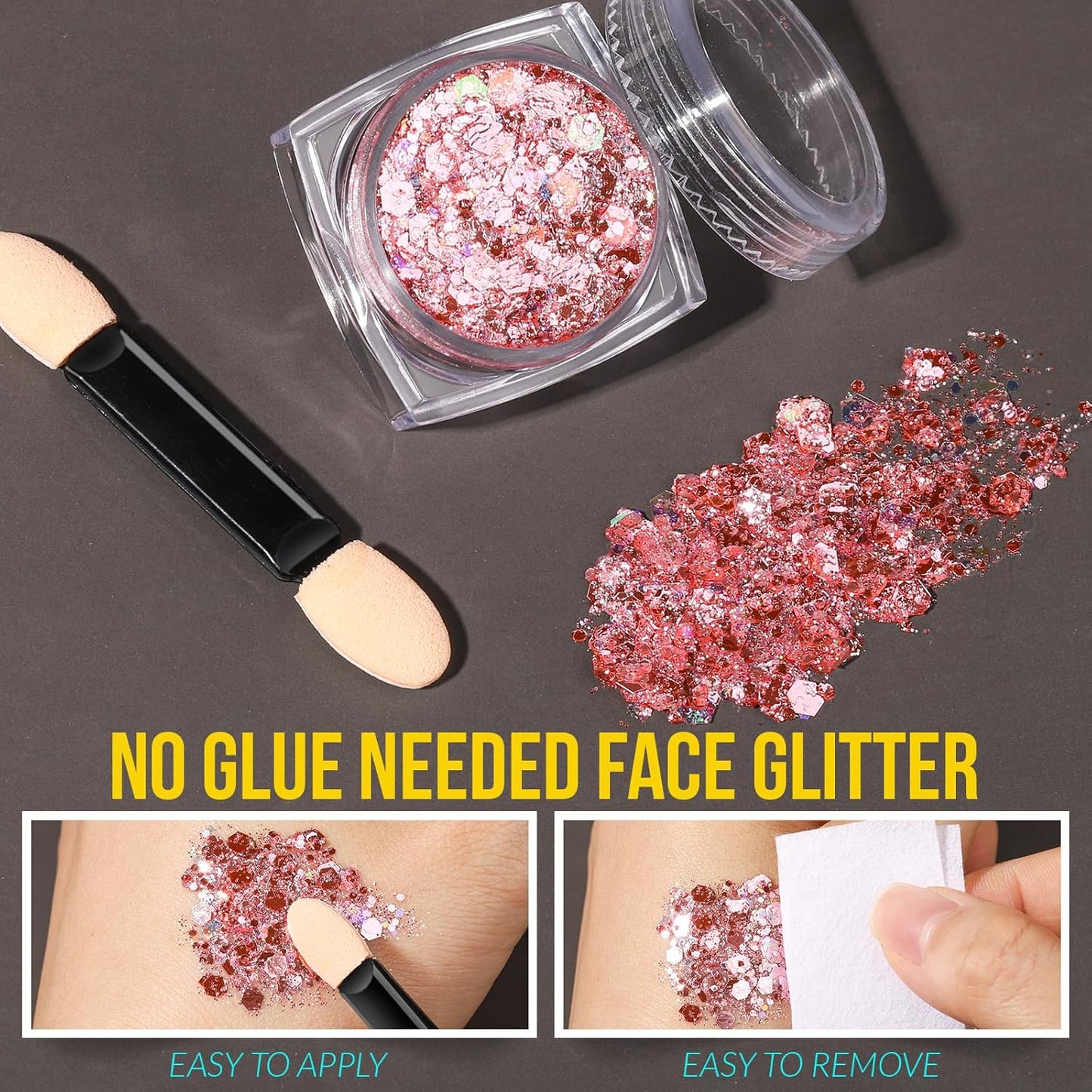 12 Colors Face Glitter Gel | Glow in The Dark Body Glitter for Festivals - Perfect for Women