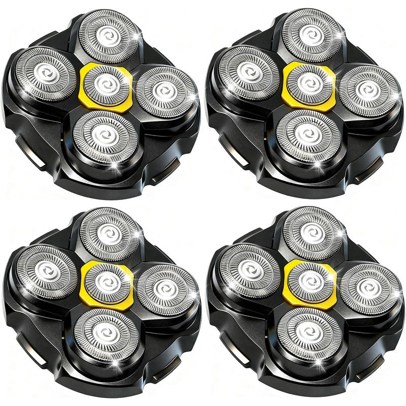 5 Head Shaver Replacement Head for MicroTouch Titanium Shaver for Bald Men Head and Face Wet/Dry Shaving (Black(4count))