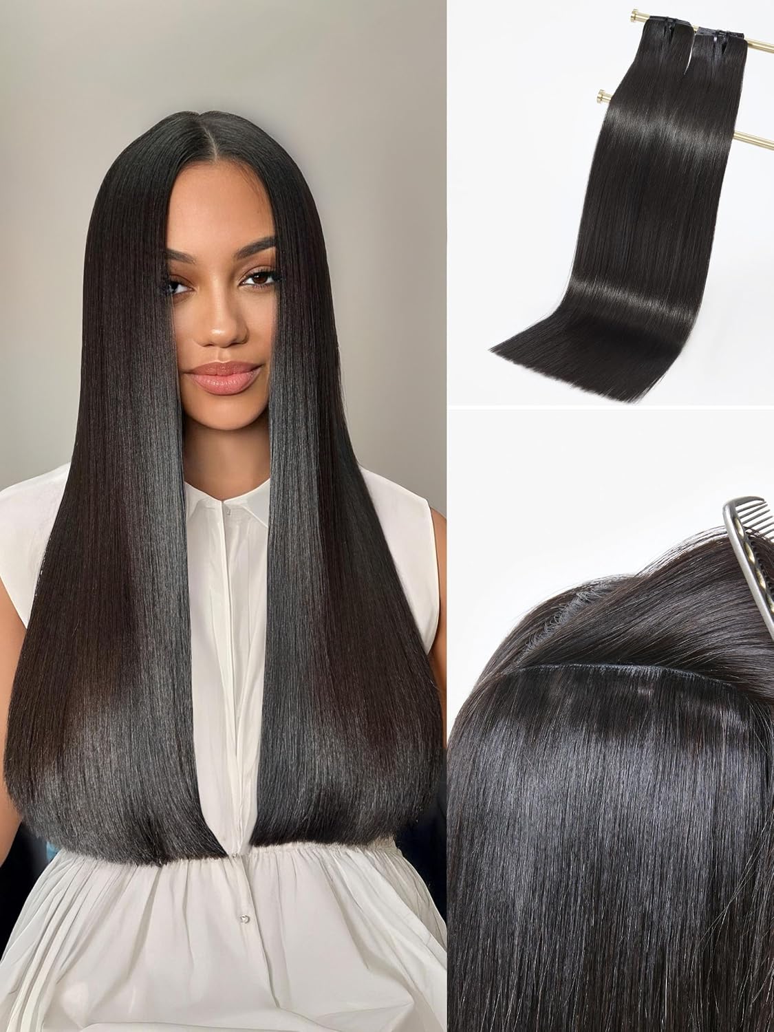 Invisible Messy Curly Clip-In Hair Extensions - Real Human Hair for Women | 14 Inch, 110g, 6 Pcs, Remy Hair
