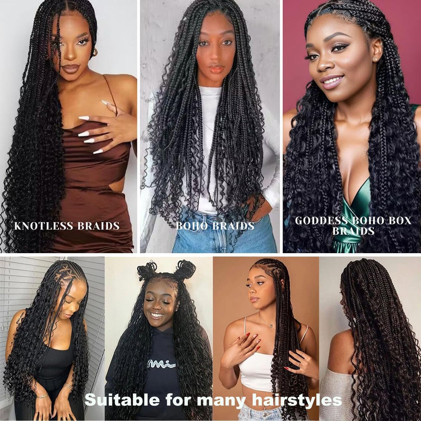 Human Braiding Hair for Boho Braids 22 22 Inch 2 Bundles Deep Wave Bulk Human Hair for Braiding No Weft Curly Human Hair Extensions