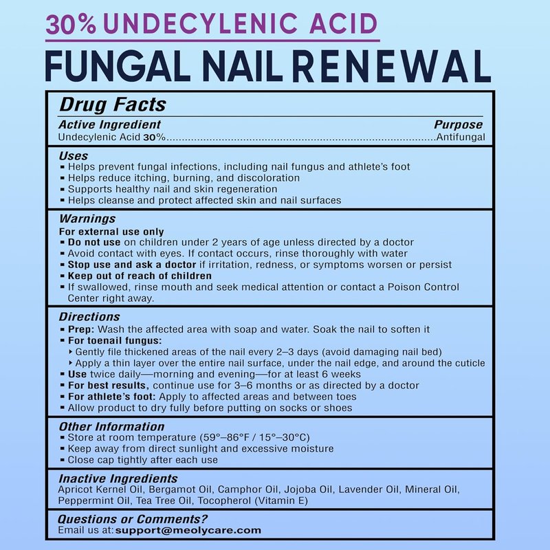 Toenail Fungus Treatment - 30% Undecylenic Acid with Natural Oils | Includes Nail Bandage, File & Brush for Ingrown Nails