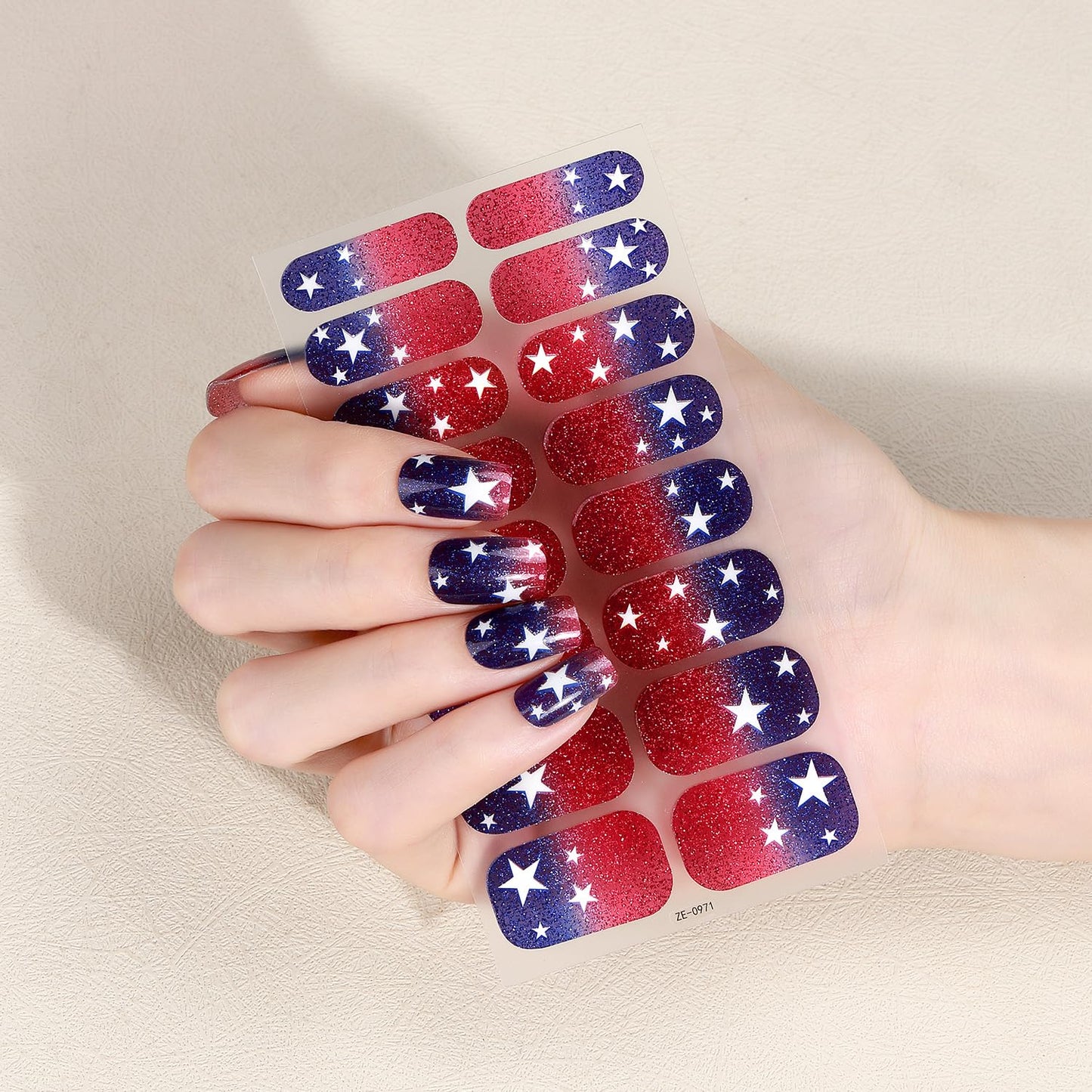 4 Sheets 4th of July Gel Nail Stickers American Flag Nail Wraps Stickers American Memorial Day Nail Polish Strips Star Full Wrap Nail Strips Independence Day Nails Supply for Women Manicure DIY Decor