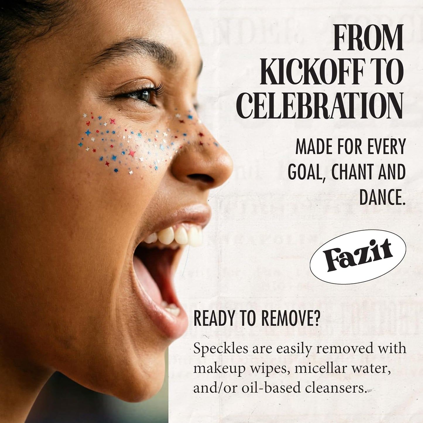 Soccer Face Stickers - Waterproof Glitter Makeup Patches for Game Day Glam | Red, Blue & Silver (6 Pack)