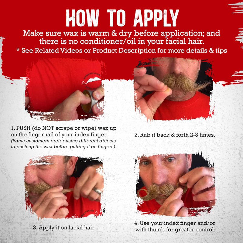 Firehouse Moustache Wax - Made in USA - Light Hold Mustache & Beard Wax - All-Weather, Naturally Scented and Colored (LIGHT, 1 Ounce Tin) - Handmade in Small Batches by John the Fireman