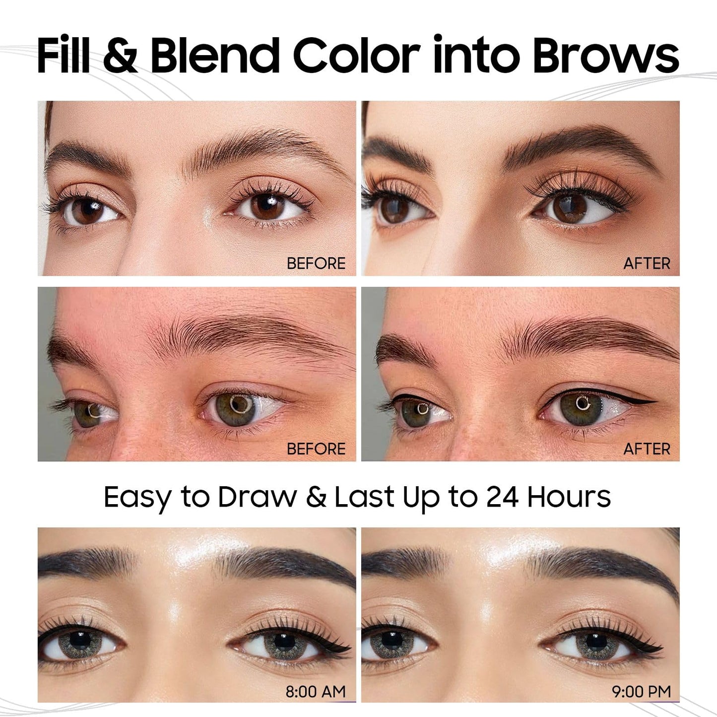 Eyebrow Pencils for Women 2-in-1 Dual-Ended, Microblading Eyebrow Pen 4-Fork-Tip & Precise Brush-Tip, Brow Pen Long-Lasting Waterproof & Smudge-Proof Natural Hair Like Brows (Light Brown)